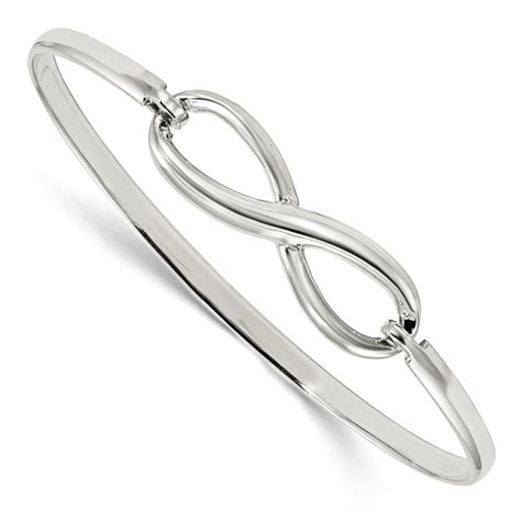 Solid 925 Sterling Silver Infinity Love Knot Symbol Bangle Cuff