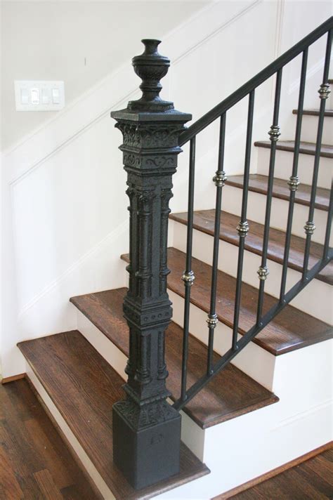 Wrought iron banister rail wall support hand railings for stairs. My Newel Post That Almost Wasn't | Wrought iron stair ...