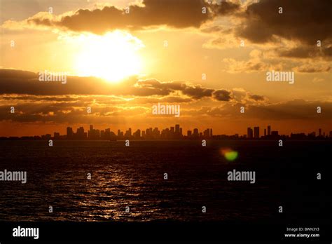 Sunset Over Miami Stock Photo Alamy