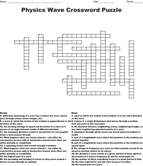 Force Motion And Newtons Laws Crossword Puzzle Crossword Wordmint
