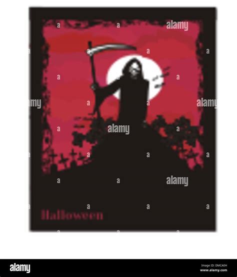 Grim Reaper With Halloween Sign Vector Illustration Stock Vector