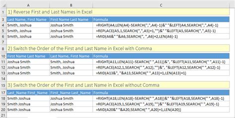 How To Switch First And Last Name In Excel With Comma 5 Easy Ways