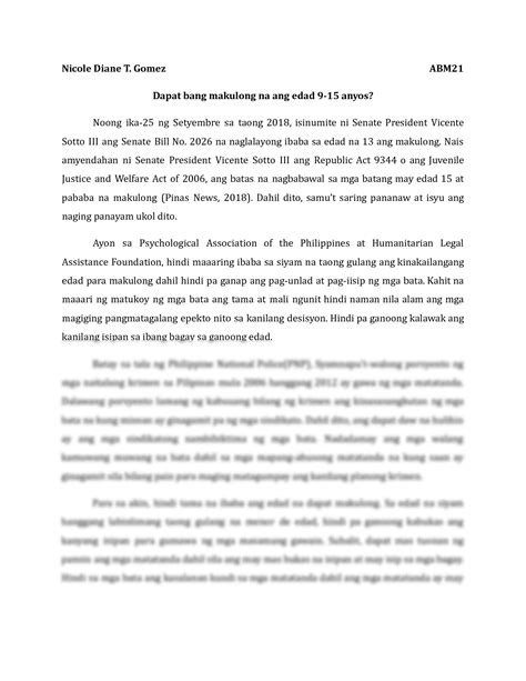 Pagsulat Ng Posisyong Papel Docx Pagsulat Ng Posisyong Papel Group