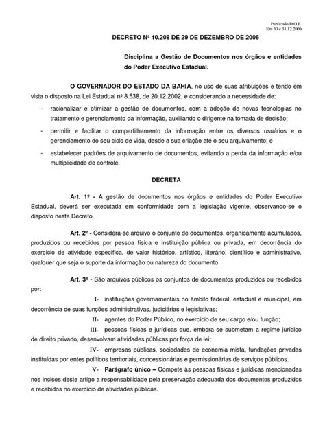 Decreto Que Disciplina A Gestão De Documentos Nos órgãos E Entidades Do Poder Executivo Estadual