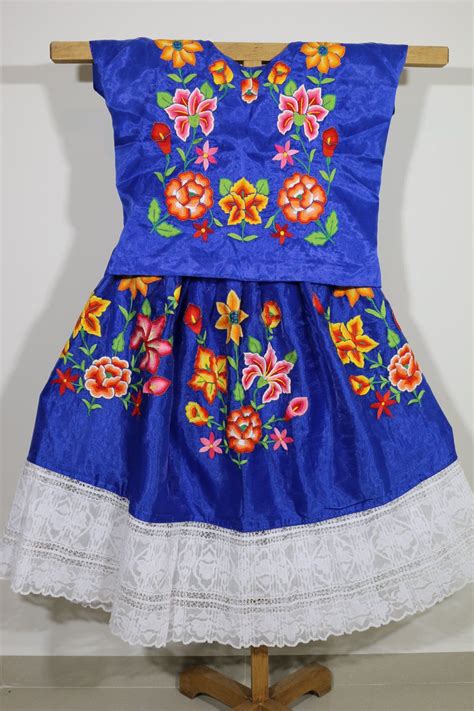 Mexican Dress Hand Woven Tehuana Dress Beautiful Flowers Handmade On