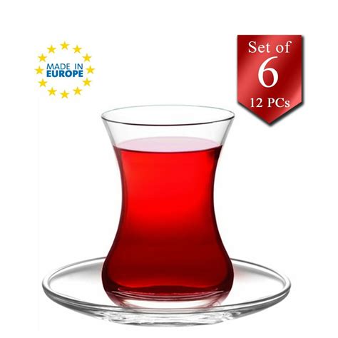 Lav Authentic Turkish Tea Glasses With Saucers Pcs Clear Tea Cups