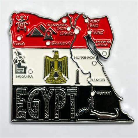 Metal Fridge Magnet Egypt Map Of Egypt Chrome Plating And Enamel In