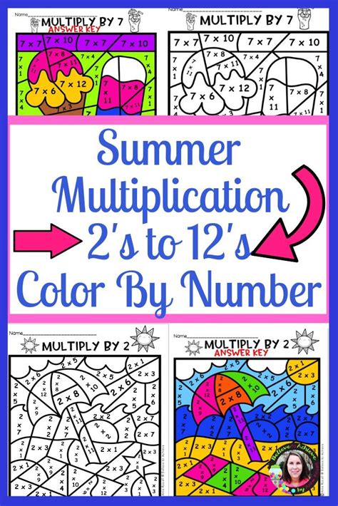 Summer Multiplication Color By Number 2s To 12s Math Lesson Plans