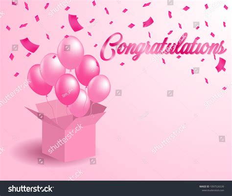 Congratulations Card Design Pink Balloons Pink Vector Có Sẵn Miễn Phí