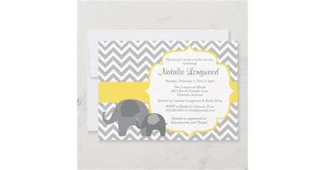 Elephant Baby Shower Invitation Chevron Yellow Invitation Uk