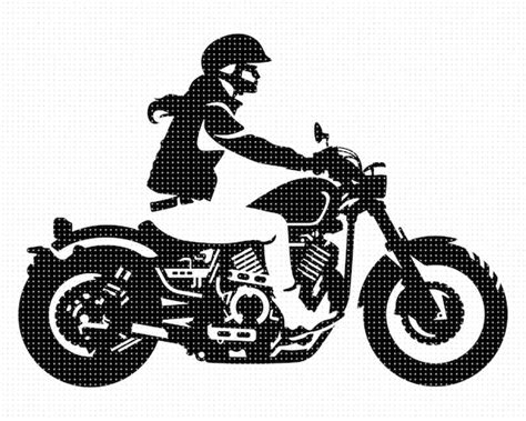 Female Riding A Big Bike Svg Motorcycle Clipart Woman On A Etsy