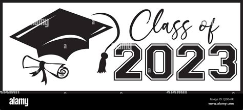 Class Of 2023 Banner With Diploma And Graduation Cap Stock Vector Image