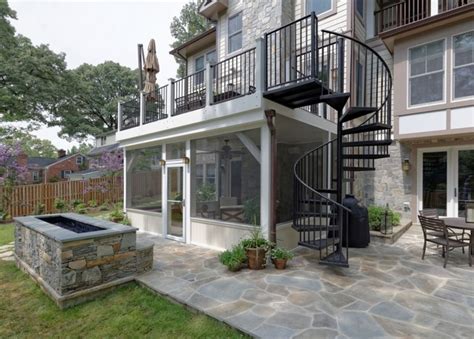 Arlington Deck With Screen Porch And Spiral Staircase Traditional