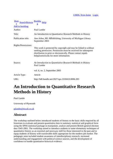 Enable you to use these methods and to understand other people's use of them. (PDF) An Introduction to Quantitative Research Methods in ...