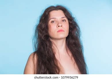 Portrait Beautiful Nude Woman On Blue Stock Photo Shutterstock