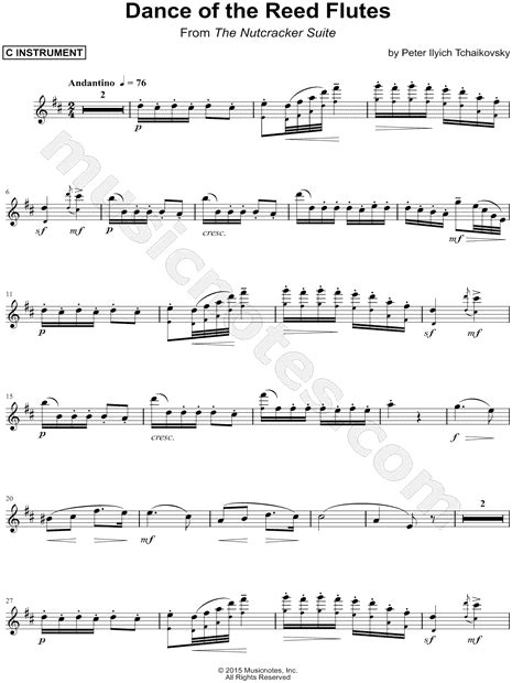Dance Of The Reed Flutes C Instrument From The Nutcracker Sheet