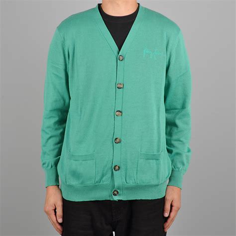 Fucking Awesome Cursive Cardigan Teal Beyond