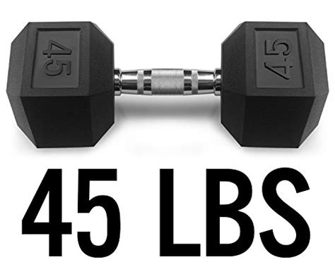 Yes4all Single Rubber Coated Hex Dumbbell With Chrome Handle Black 45