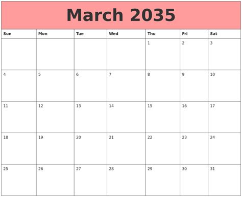 March 2035 Calendars That Work