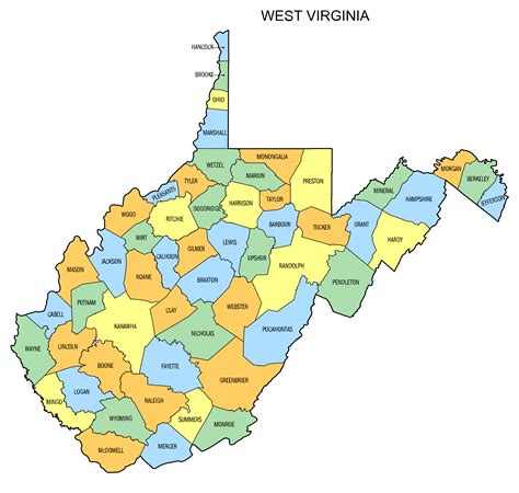 West Virginia County Map Printable State Map With County Lines Diy