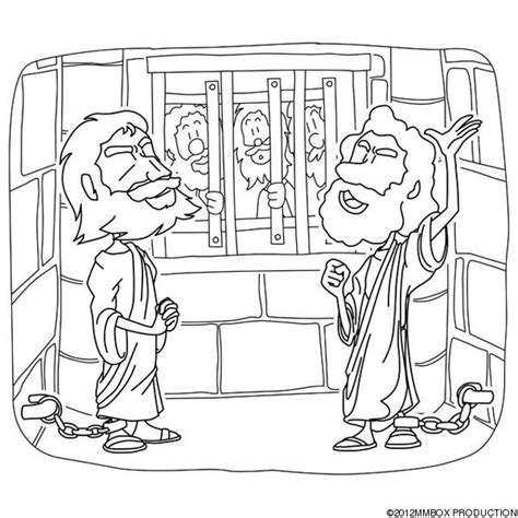 Paul And Silas In Prison Coloring Page Printable