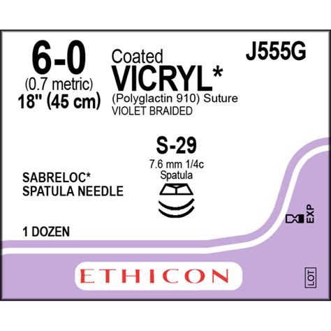 Vicryl Absorbable Sutures Violet Braided 6 0 Double Armed S29 Needle