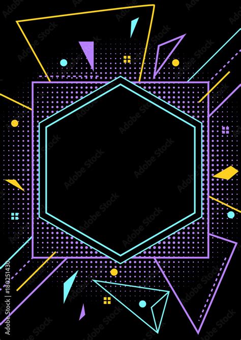 Neon Style Blank Party Flyer Layout Template Stock Vector Adobe Stock
