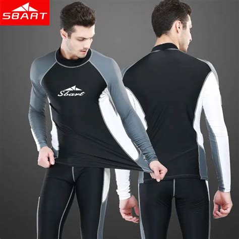 Sbart Long Sleeve Rashguard For Men Lycra Surf Top Swimsuit Rash Guard Sunscreen Swimming Shirt