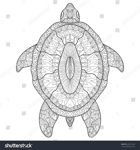 Sea Turtle Ethnic Illustration Zentangle Style Stock Vector Royalty