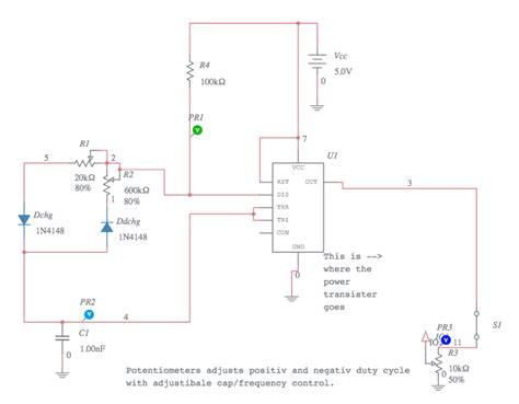 555 Variable Duty Cycle Constant Frequency Astable Multivibrator