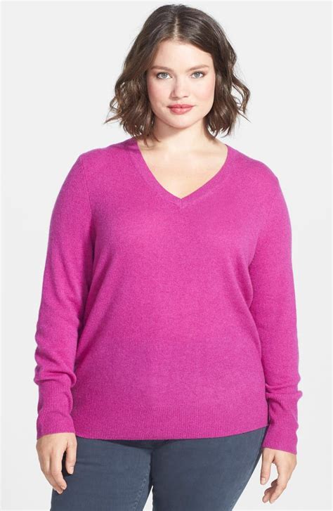 Halogen V Neck Cashmere Sweater Plus Size Nordstrom