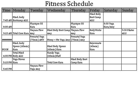 Weekly Workout Schedule Template Addictionary