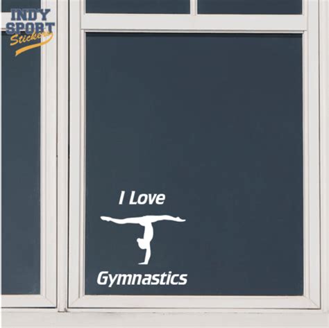 I Love Gymnastics Text With Silhouette Female Gymnast Decal Indy