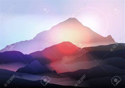 Mountain Landscape At Sunrise Illustration Aff Landscape