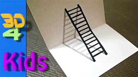 If you can't draw straight. easy 3d drawing draw LADDER step by step for kids and ...