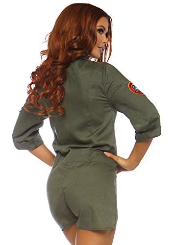 Leg Avenue Womens Top Gun Licensed Womens Romper Flight Suit Costume