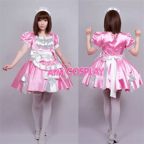 sissy maid satin pink dress uniform tailor made[g363] in women s sets from women s clothing on