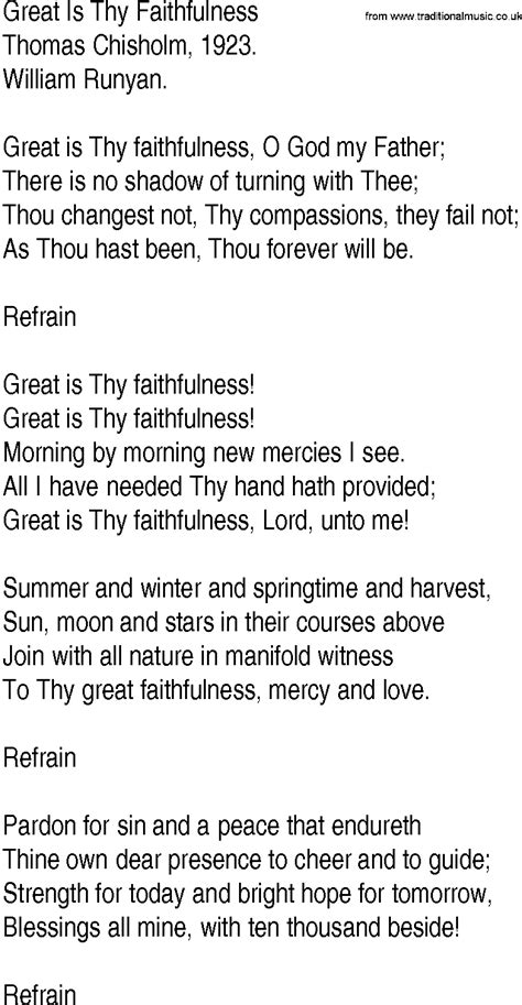 We would like to show you a description here but the site won't allow us. Hymn and Gospel Song Lyrics for Great Is Thy Faithfulness ...