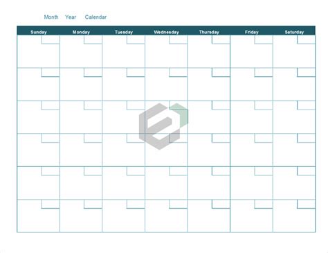 Download Free Excel Template For Blank Monthly Calendar