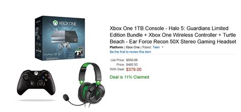 Lightning Deal Xbox One 1tb Console Halo 5 Guardians
