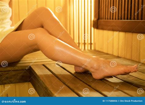 Woman Relaxing In Sauna Stock Photo Image Of Hotel 117588856