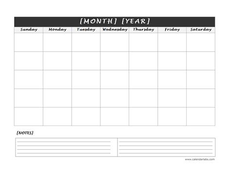 Printable Calendar With Notes Blank Printable Calendar By Month With