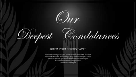 Condolences Card Template Text Branches Candle Horizontal Banner