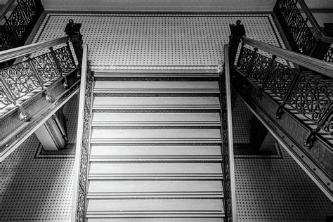 Wrought Iron Stairway In Black And White Photograph By