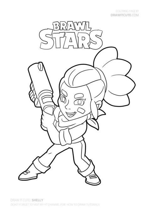 Brawl stars super easy drawing tutorial with a coloring page. How to draw Shelly super easy | Kolorowanki, Rysunki ...