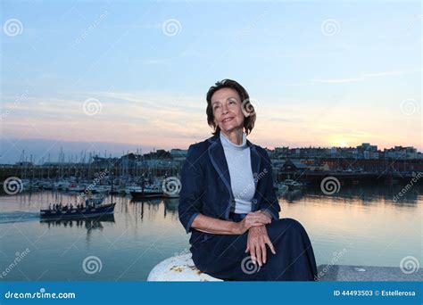 Mature Woman Sitting By The Harbour Stock Image Image Of Turtle