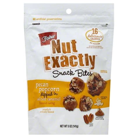 Fisher Nut Exactly Snack Bites Pecan Popcorn Dipped In Salted Caramel