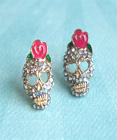 Sugar Skull Stud Earrings Jillicious Charms And Accessories
