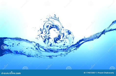 Water Splash Or Bubbles On Blue With Heart Water Textured Background