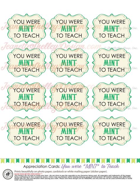 Instant Download Diy Printable Teacher Appreciation Mint To Etsy